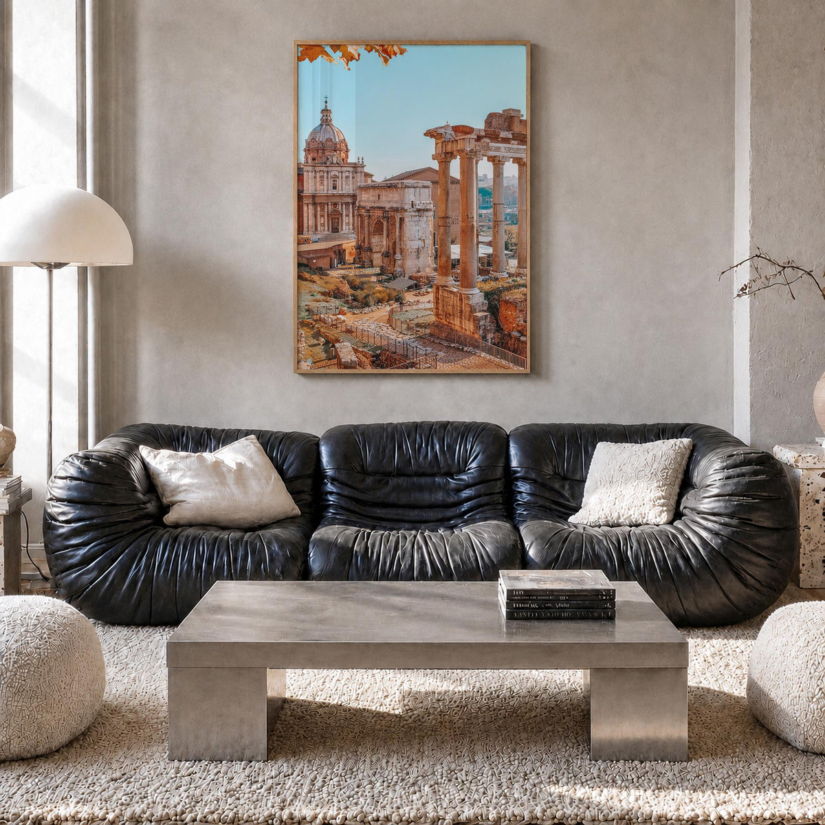Rome no. 2 colorful photo poster of Italy – vertical wall art in natural wood frame, hanging on wall