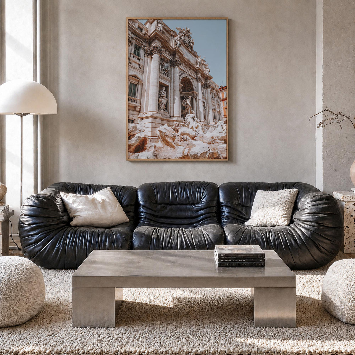 Rome no. 3 colorful photo poster of Italy – vertical wall art in natural wood frame, hanging on wall