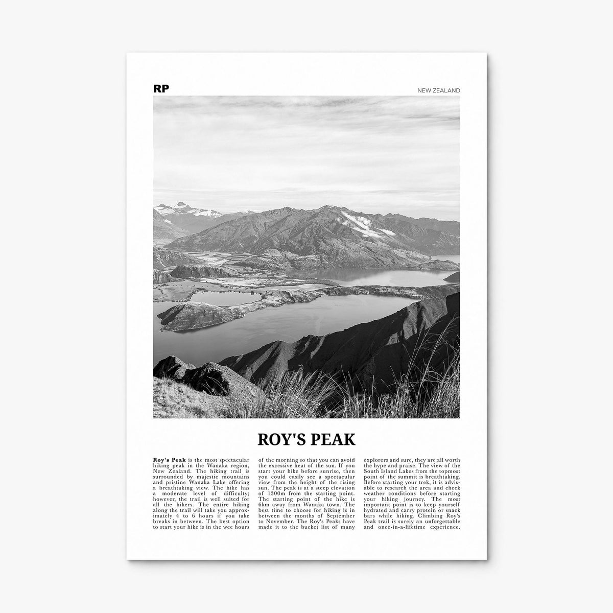 Roys Peak Newspaper Poster, print only (unframed)