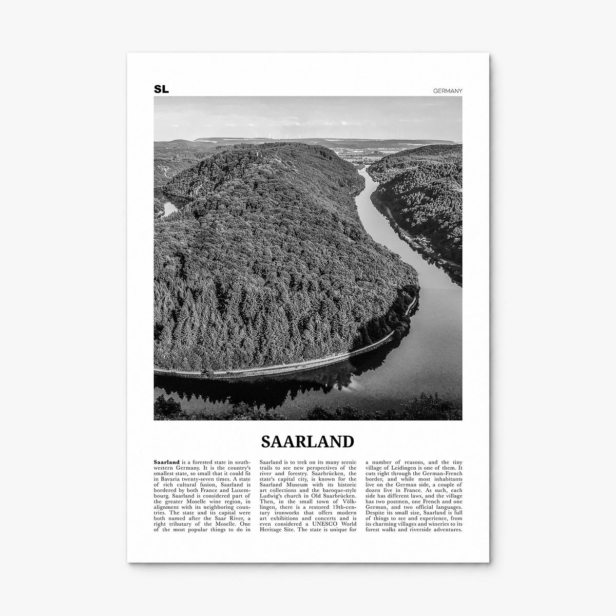 Saarland Newspaper Poster, print only (unframed)