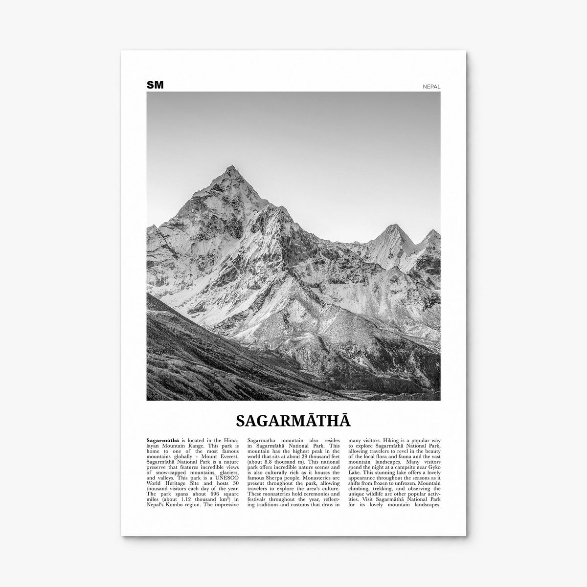 Sagarmatha National Park Newspaper Poster, print only (unframed)