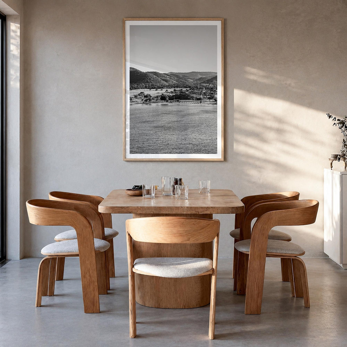 Saint Croix black & white photo poster of United States Virgin Islands – vertical wall art in natural wood frame with white b