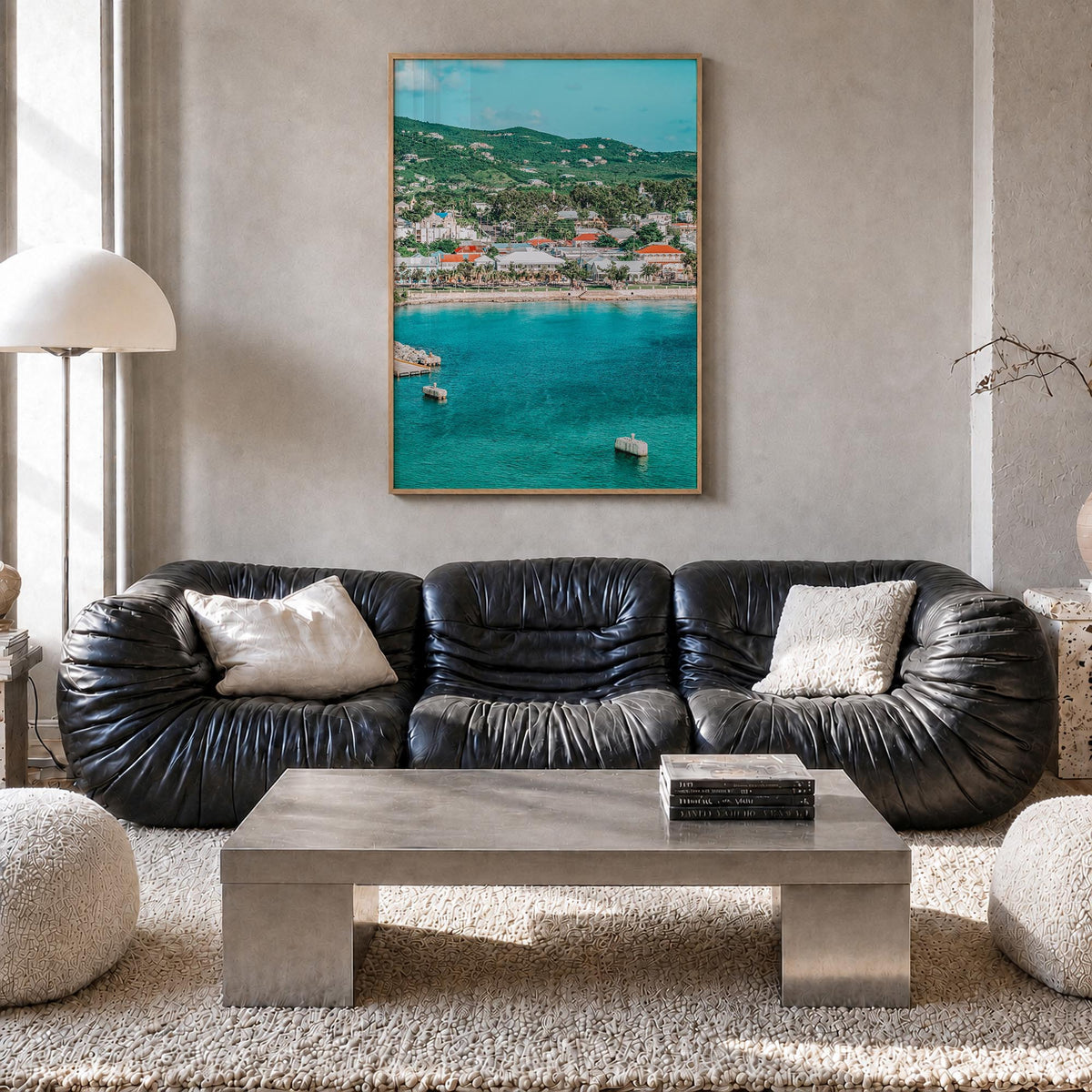 Saint Croix colorful photo poster of United States Virgin Islands – vertical wall art in natural wood frame, hanging on wall