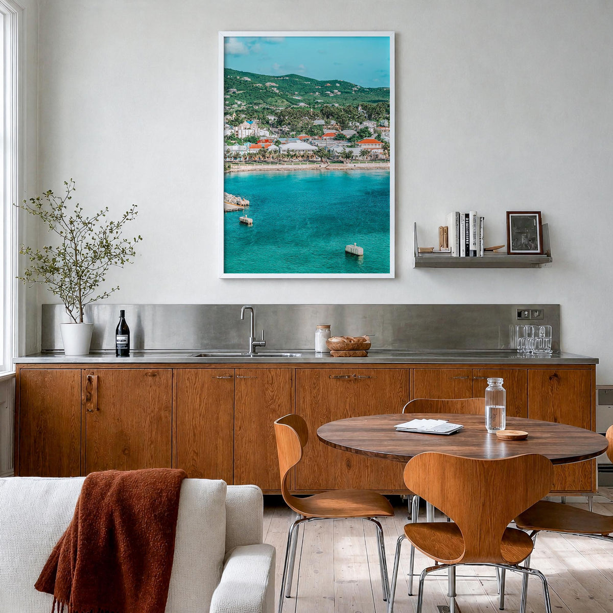 Saint Croix colorful photo poster of United States Virgin Islands – vertical wall art in white wood frame, hanging on wall