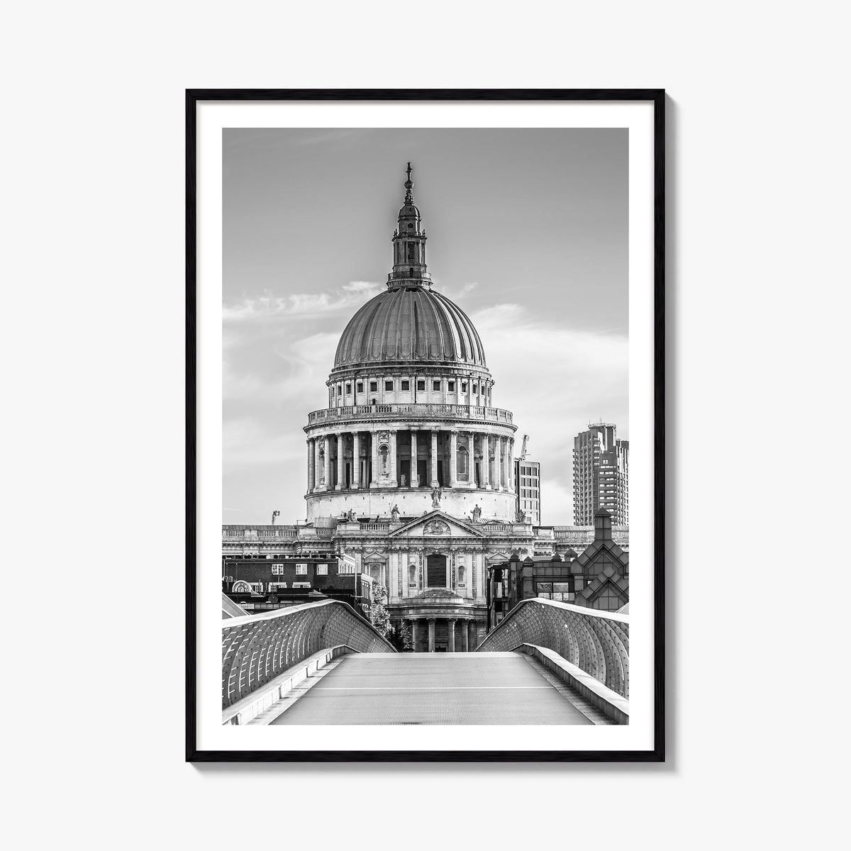 Saint Paul black & white photo poster of Minnesota, USA – vertical wall art, unframed print shown in interior mockup