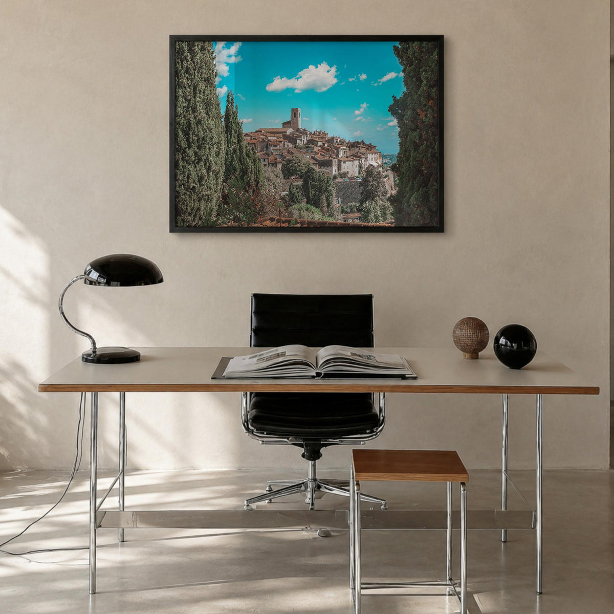Saint Paul colorful photo poster of Minnesota, USA – horizontal wall art in black wood frame, hanging on wall