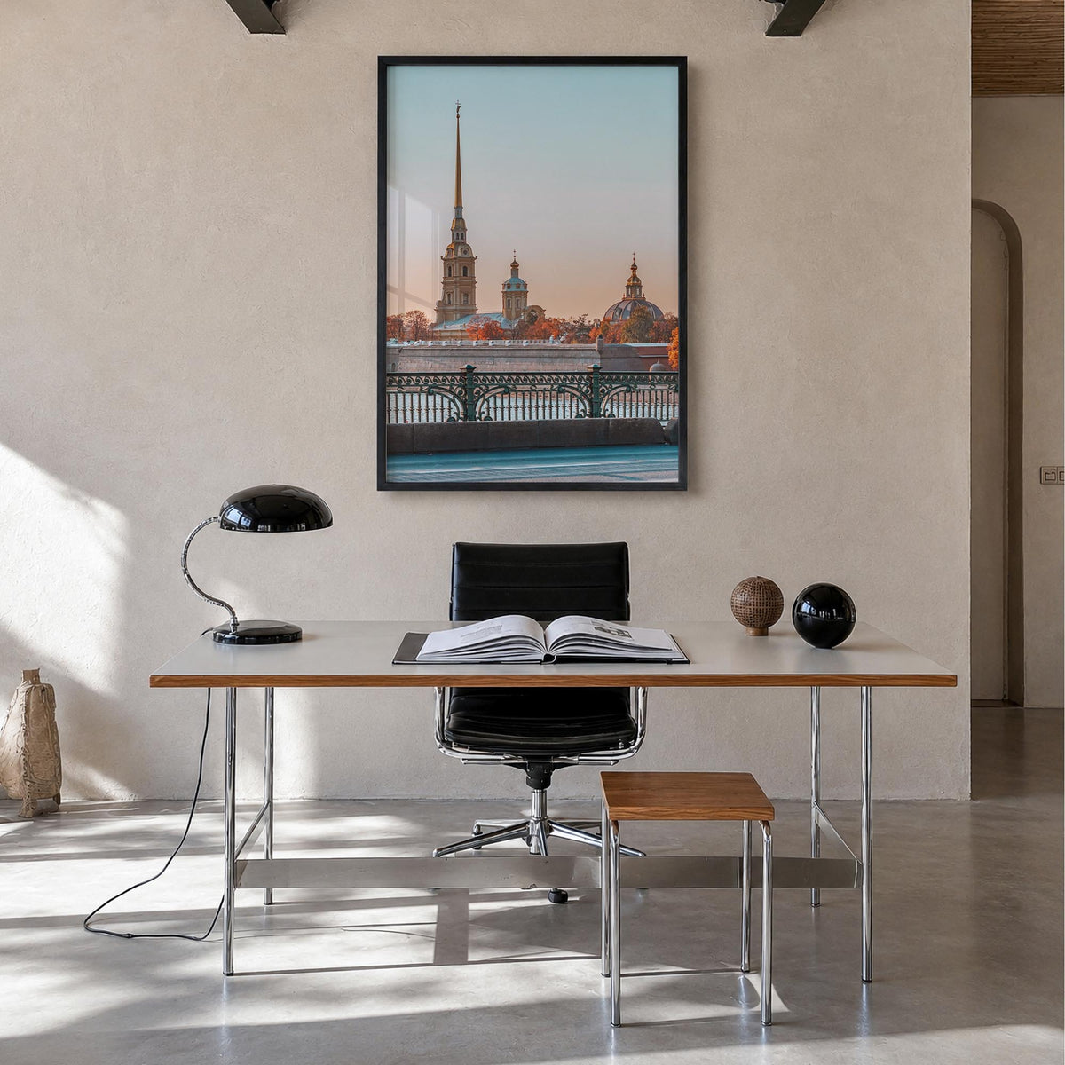 Saint Paul no. 2 colorful photo poster of Minnesota, USA – vertical wall art in black wood frame, hanging on wall