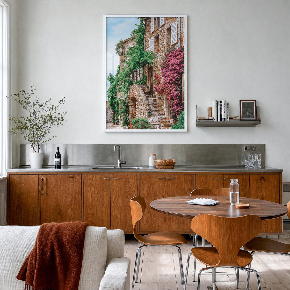 Saint Paul no. 3 colorful photo poster of Minnesota, USA – vertical wall art in white wood frame, hanging on wall