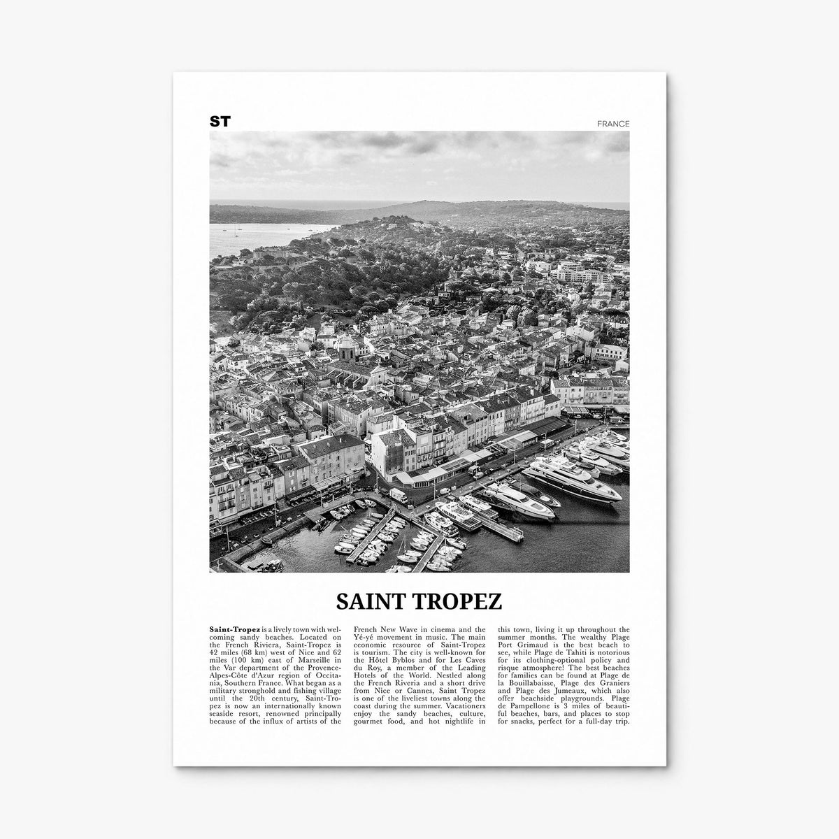 Saint-Tropez Newspaper Poster, print only (unframed)