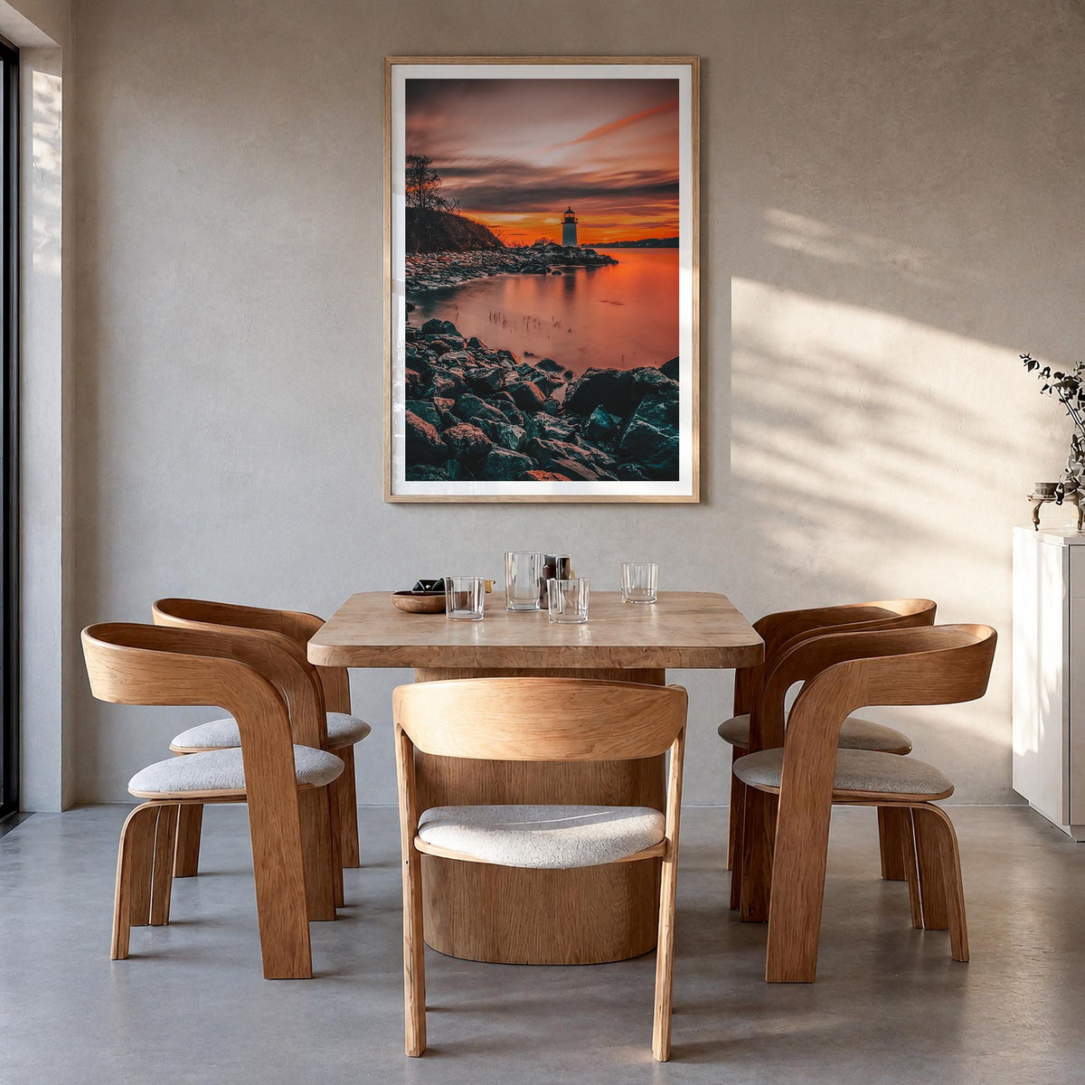 Salem, Massachusetts colorful photo poster of Massachusetts, USA – vertical wall art in natural wood frame with white border,