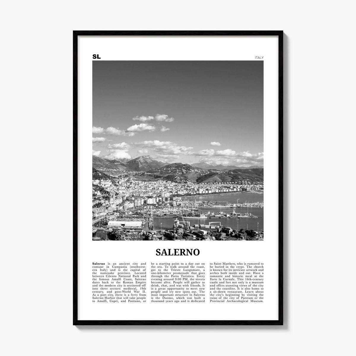 Salerno Newspaper Poster, framed poster mockup