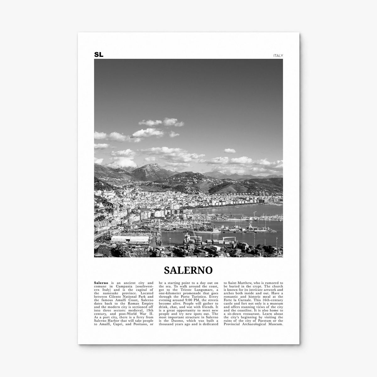 Salerno Newspaper Poster, print only (unframed)