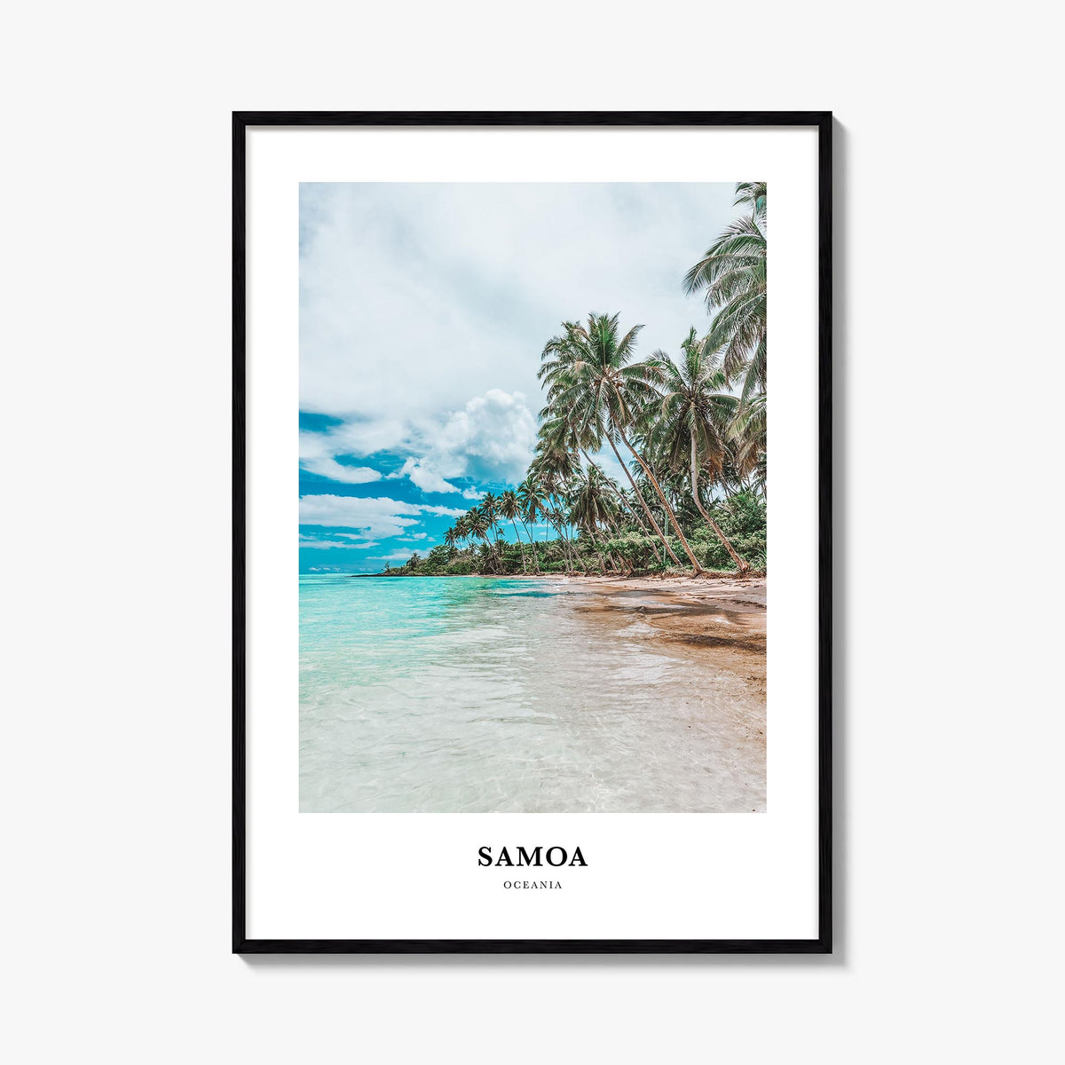 Samoa colorful classic poster of Oceania – vertical wall art, unframed print shown in interior mockup