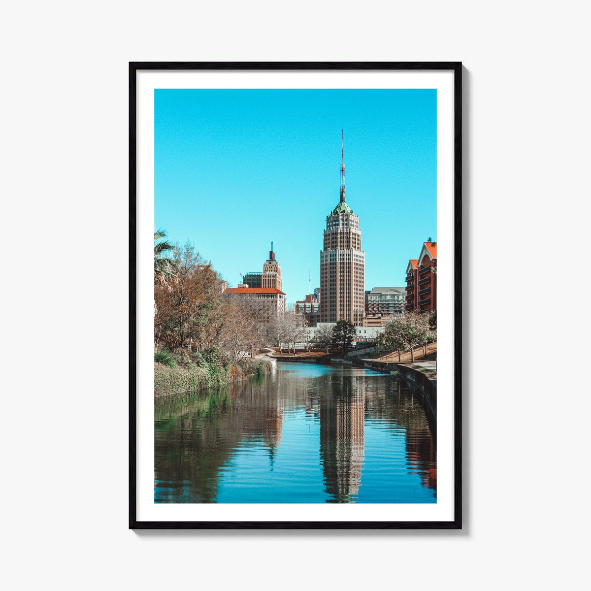 San Antonio no. 2 colorful photo poster of Texas, USA – vertical wall art, unframed print shown in interior mockup