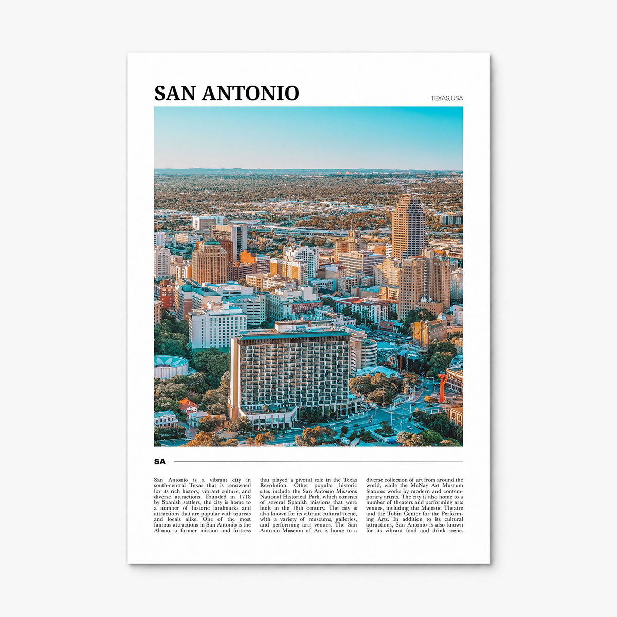 San Antonio Travel Poster, print only (unframed)