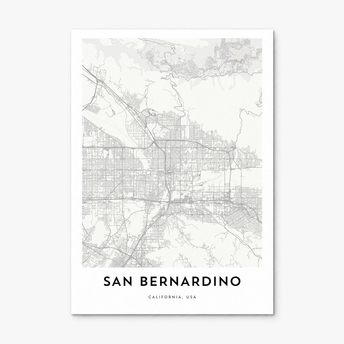 San Bernardino Map Poster, print only (unframed)
