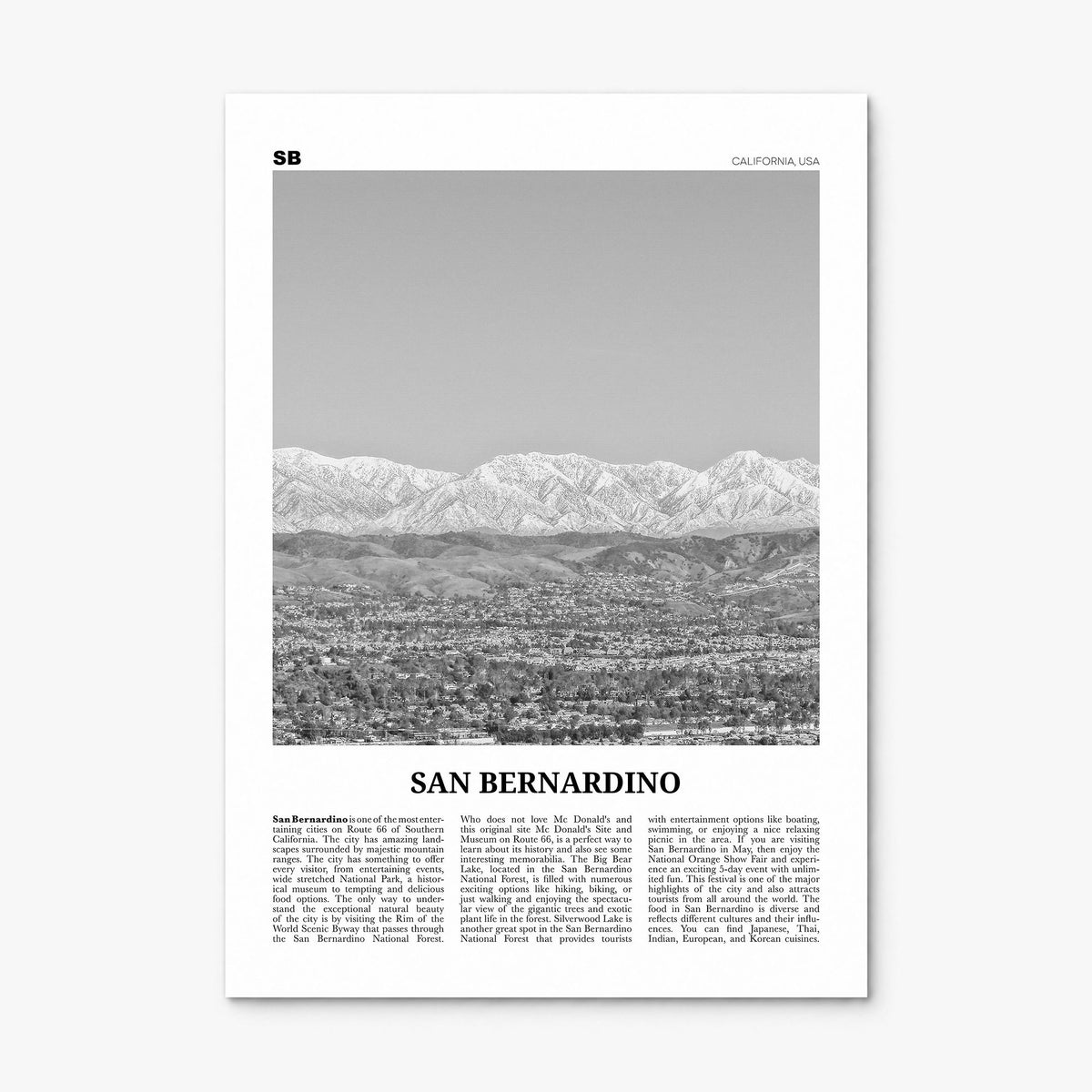 San Bernardino Newspaper Poster, print only (unframed)
