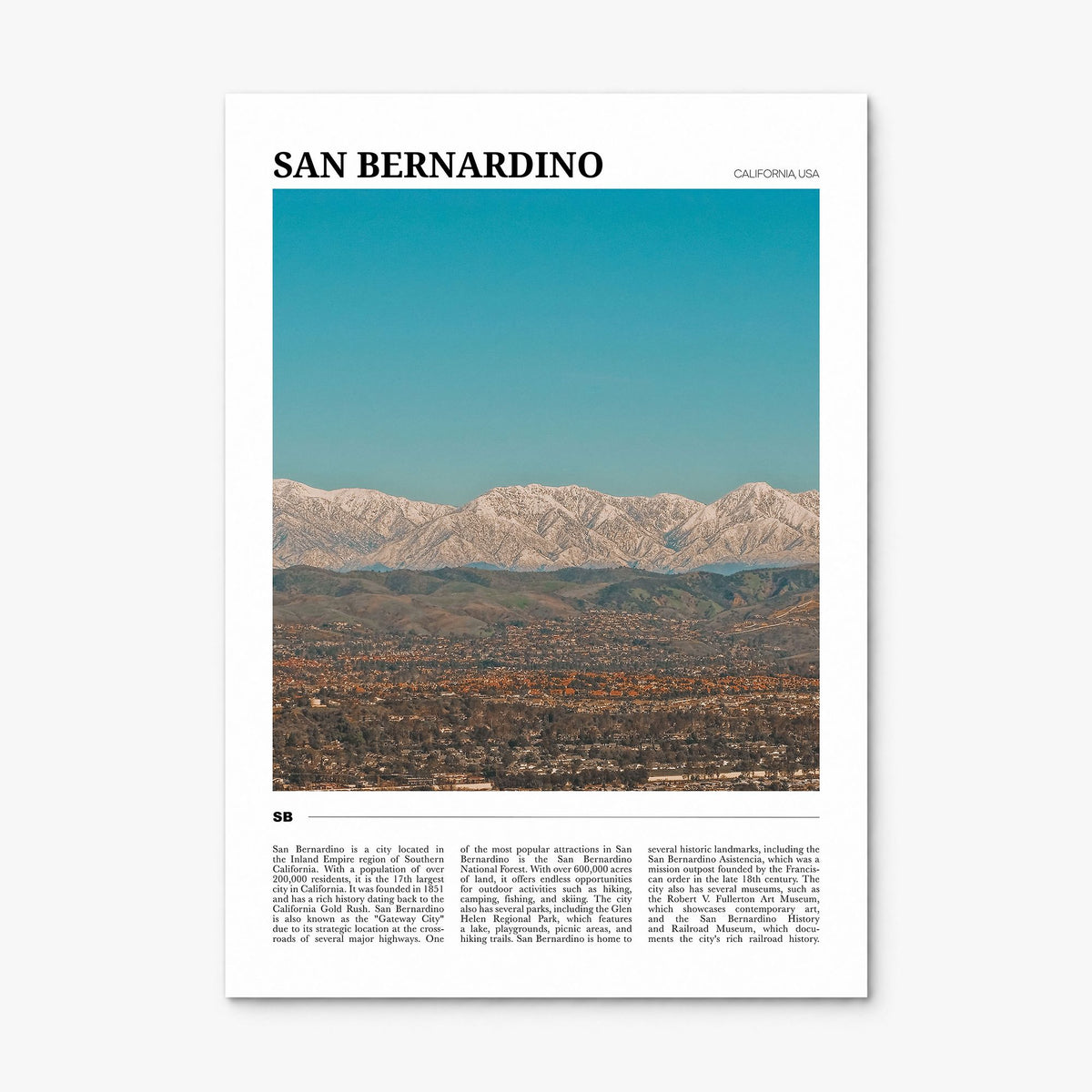 San Bernardino Travel Poster, print only (unframed)
