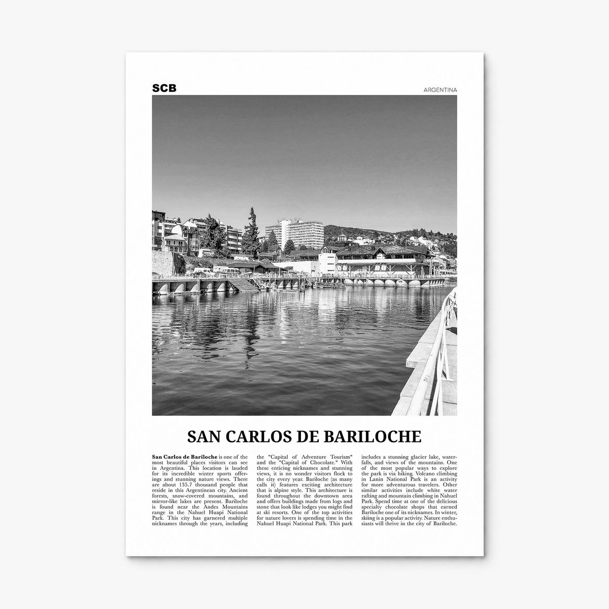 San Carlos de Bariloche Newspaper Poster, print only (unframed)
