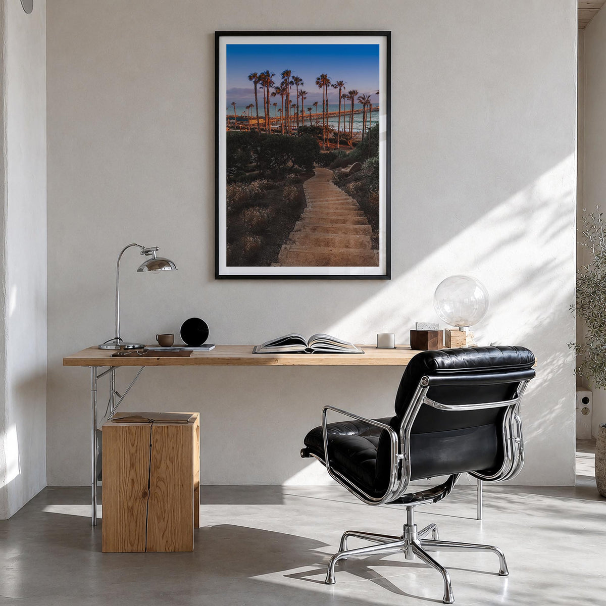 San Clemente no. 3 colorful photo poster of California, USA – vertical wall art in black wood frame with white border, hangin
