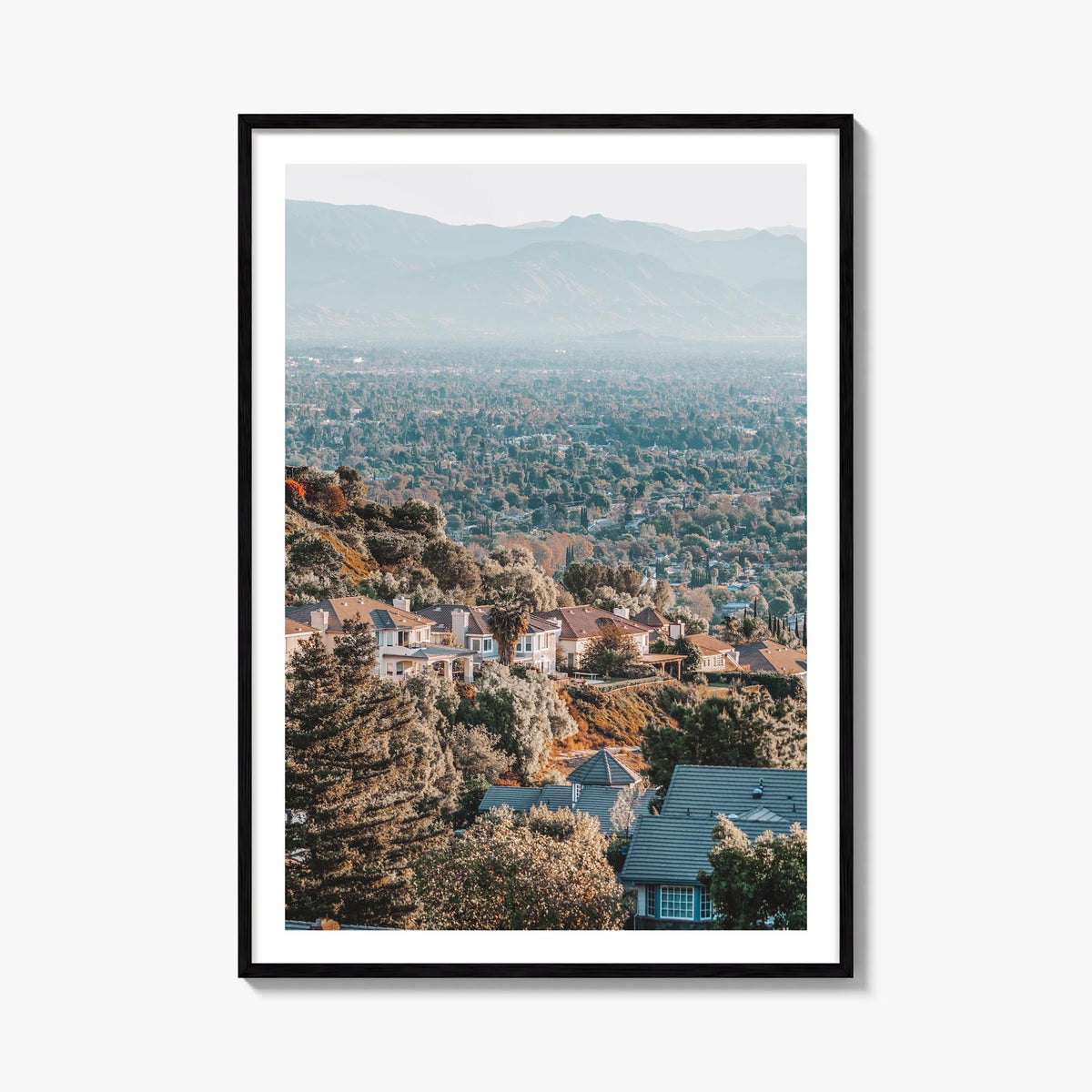 San Fernando Valley colorful photo poster of California, USA – vertical wall art, unframed print shown in interior mockup