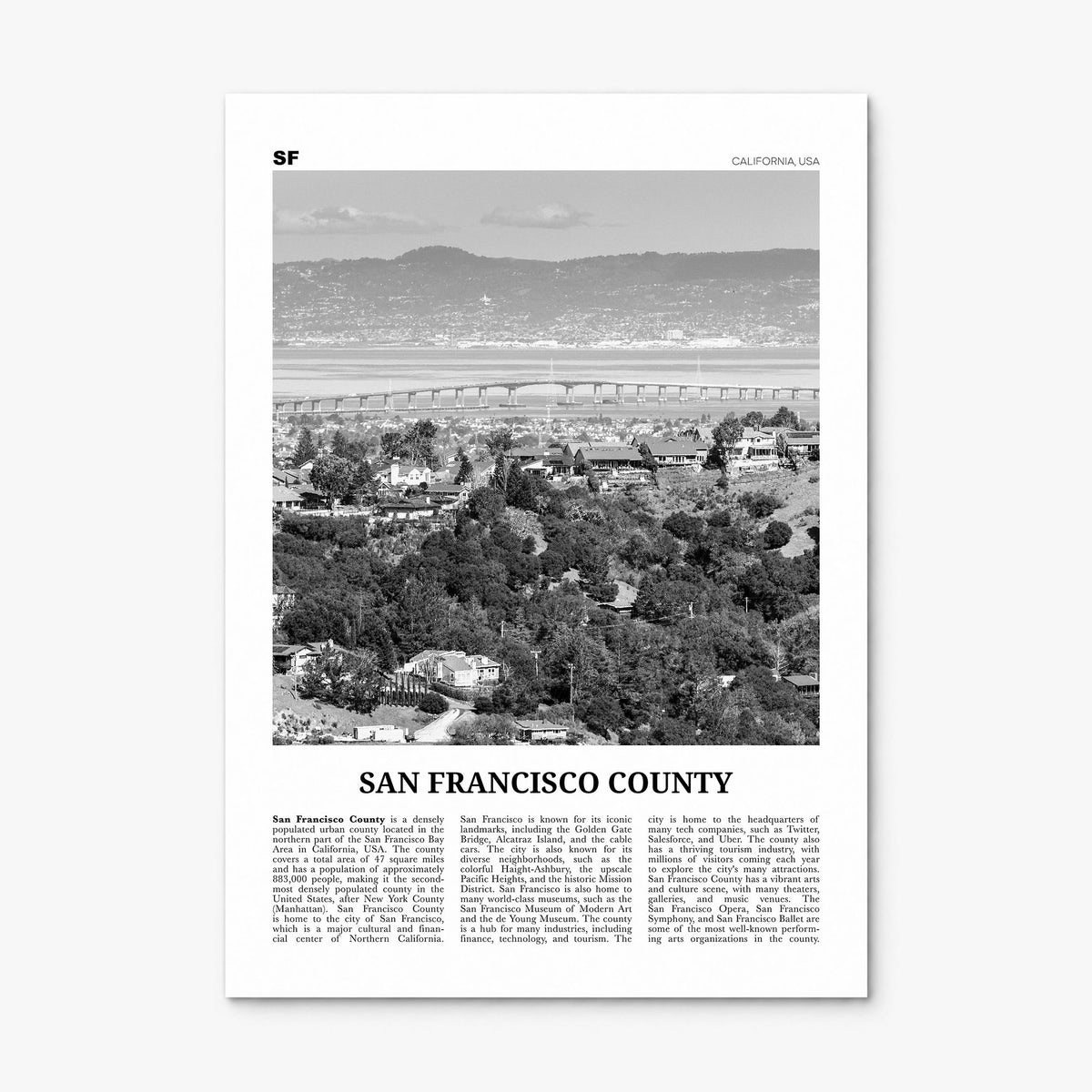 San Francisco County Newspaper Poster, print only (unframed)