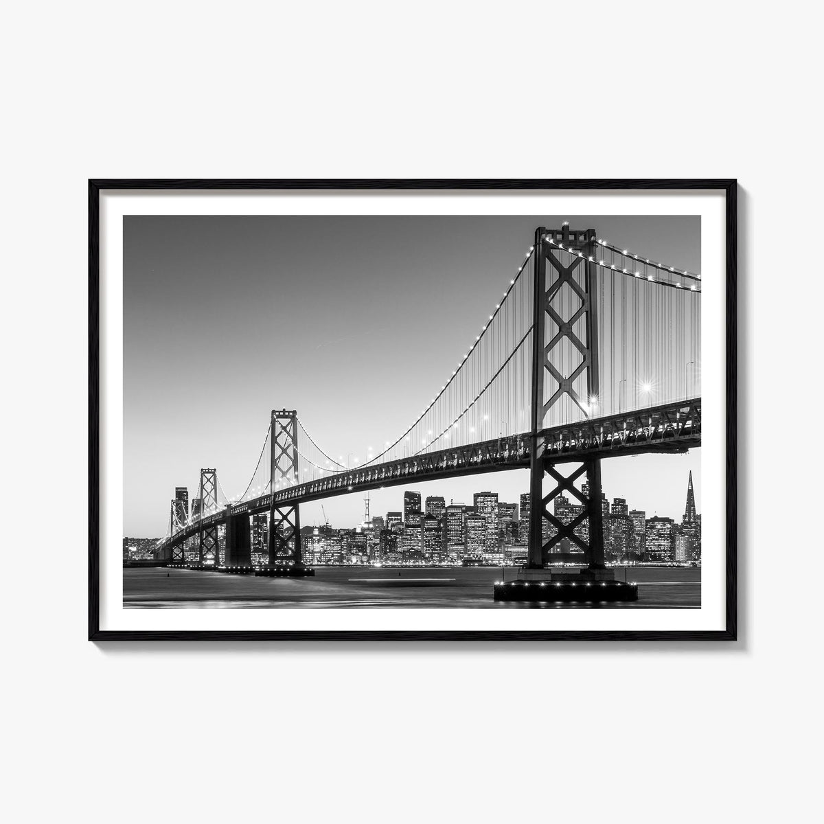 San Francisco no. 1 black & white photo poster of California, USA – horizontal wall art, unframed print shown in interior moc