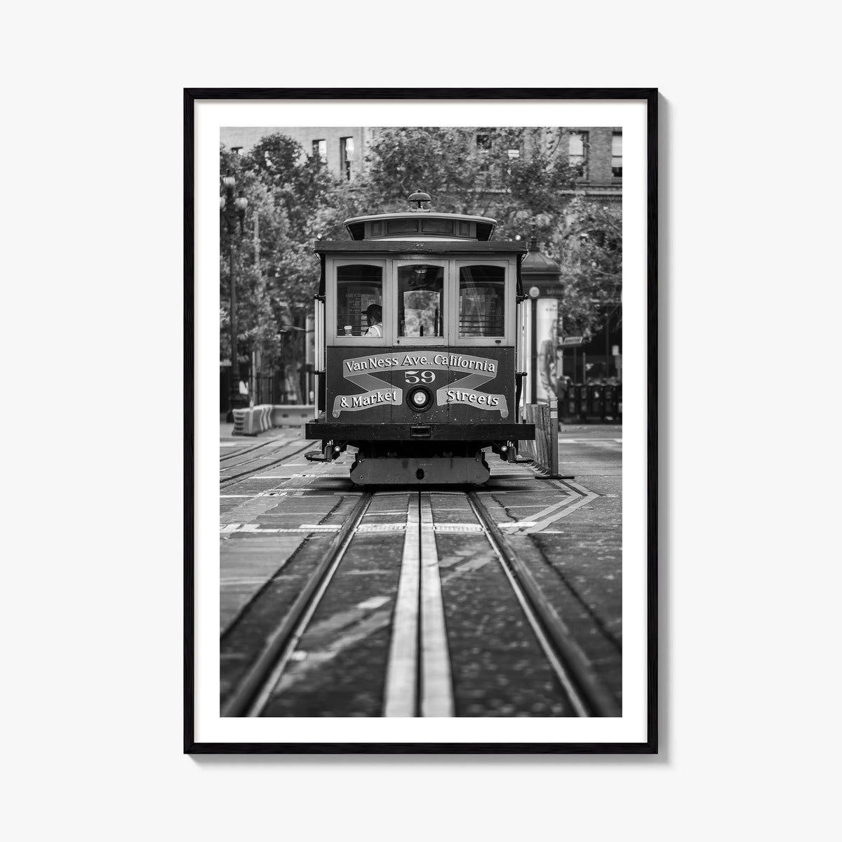 San Francisco no. 3 black & white photo poster of California, USA – vertical wall art, unframed print shown in interior mocku