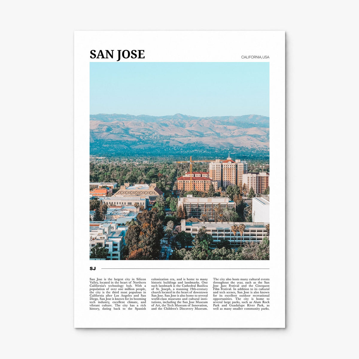 San Jose, California Travel Poster, print only (unframed)