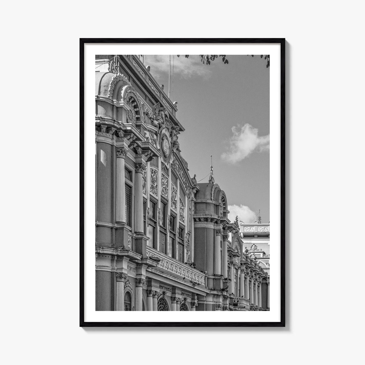 San José, Costa Rica black & white photo poster of Costa Rica – vertical wall art, unframed print shown in interior mockup