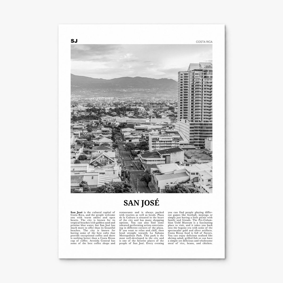 San José, Costa Rica Newspaper Poster, print only (unframed)