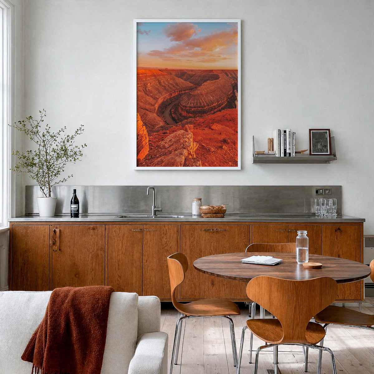 San Juan no. 3 colorful photo poster of Puerto Rico – vertical wall art in white wood frame, hanging on wall