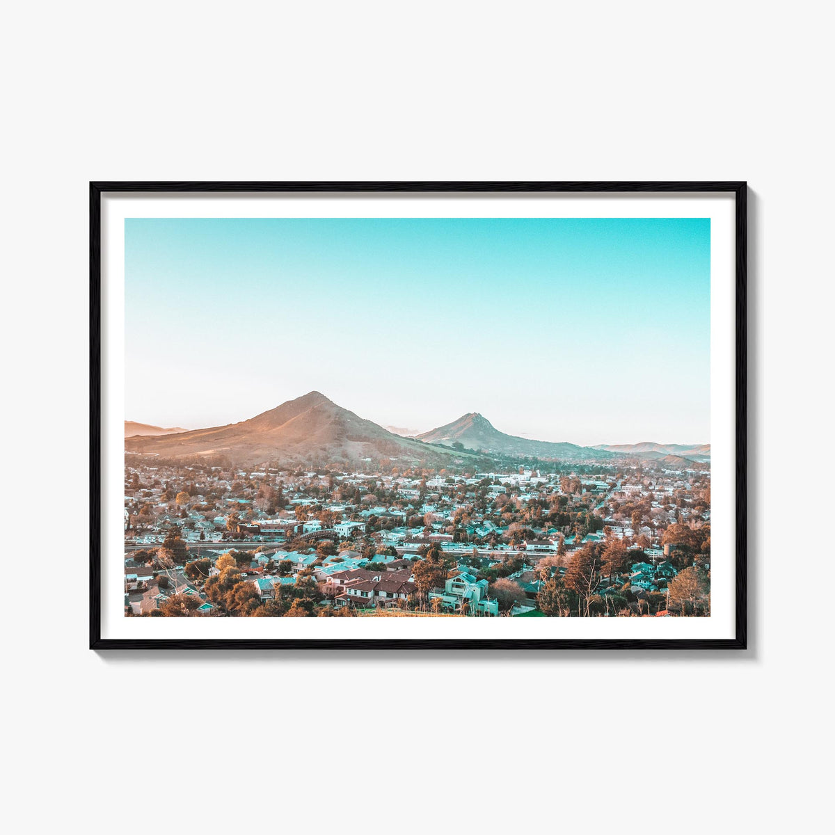 San Luis Obispo colorful photo poster of California, USA – horizontal wall art, unframed print shown in interior mockup