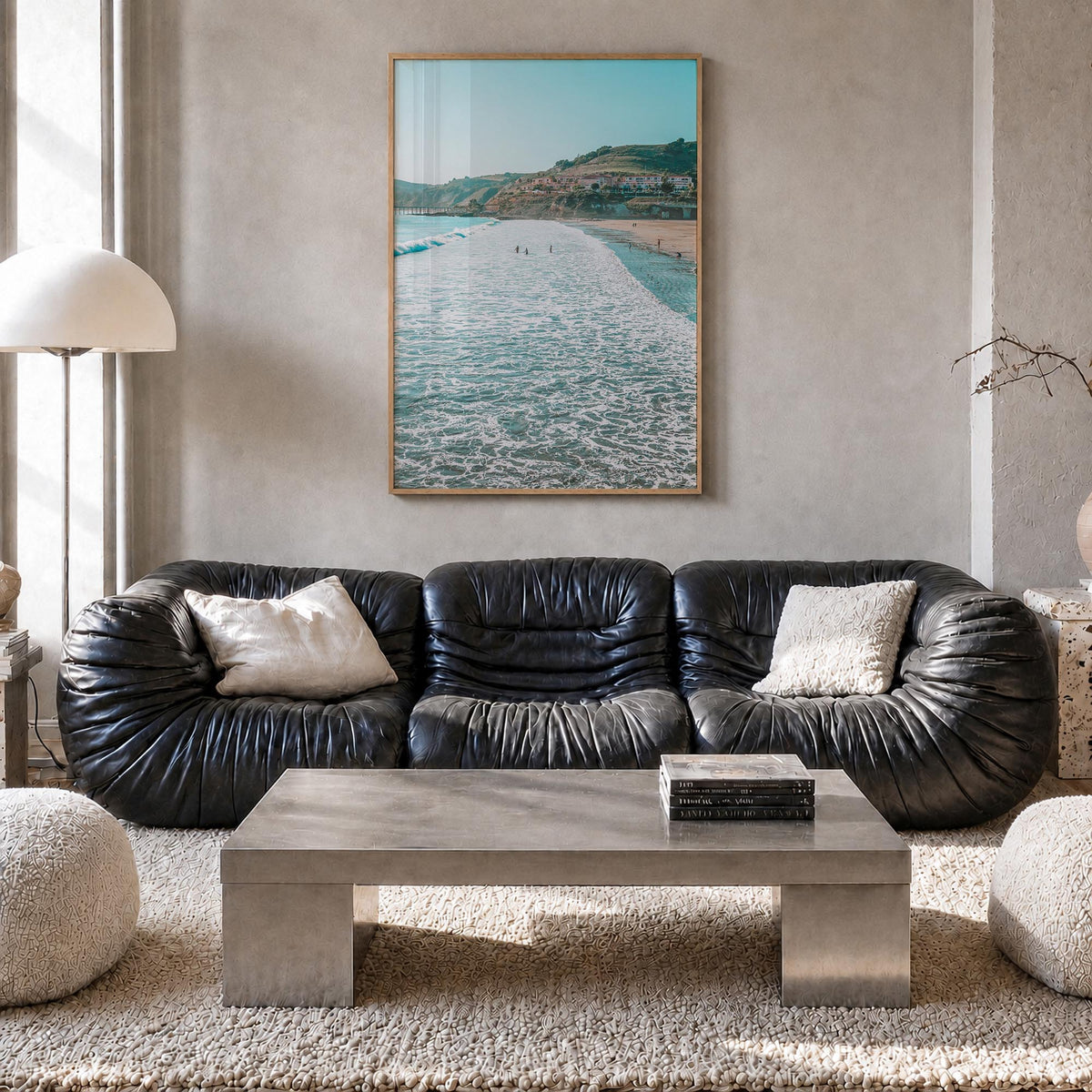 San Luis Obispo no. 1 colorful photo poster of California, USA – vertical wall art in natural wood frame, hanging on wall