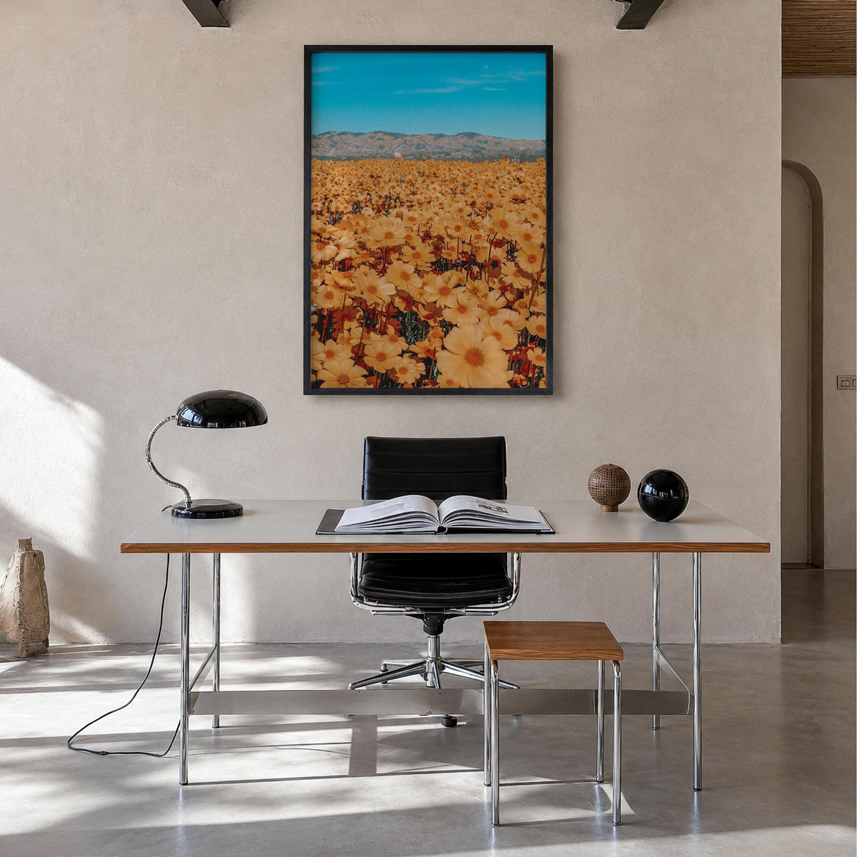 San Luis Obispo no. 2 colorful photo poster of California, USA – vertical wall art in black wood frame, hanging on wall
