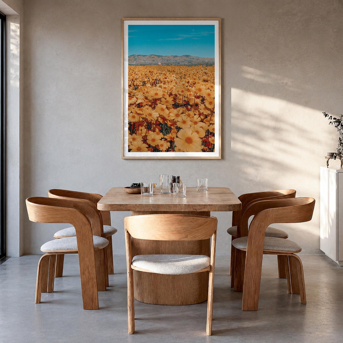 San Luis Obispo no. 2 colorful photo poster of California, USA – vertical wall art in natural wood frame with white border, h