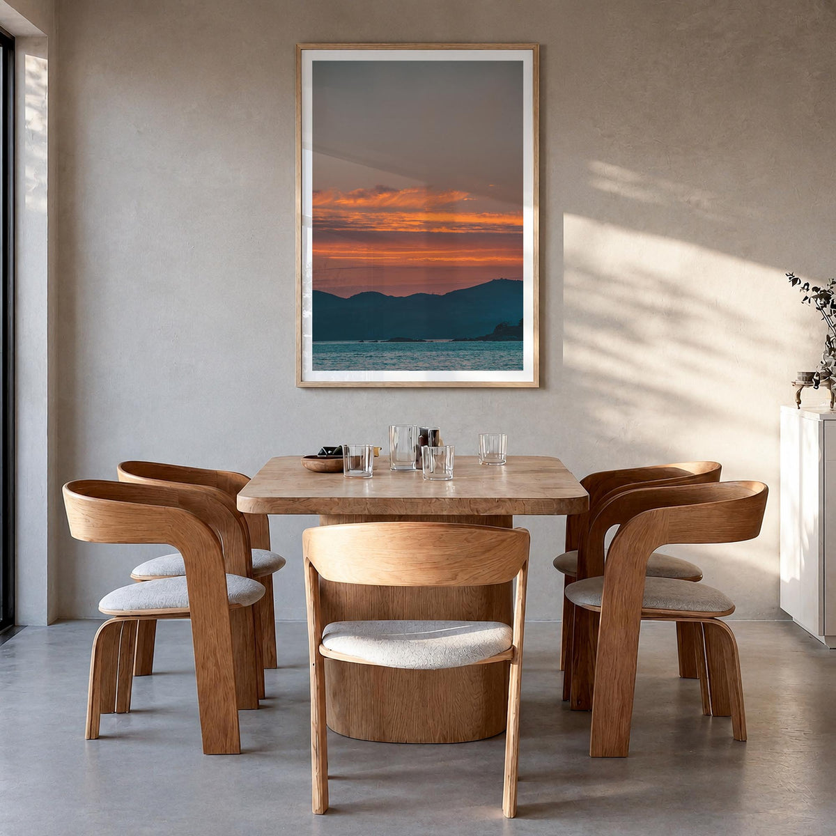 San Luis Obispo no. 3 colorful photo poster of California, USA – vertical wall art in natural wood frame with white border, h