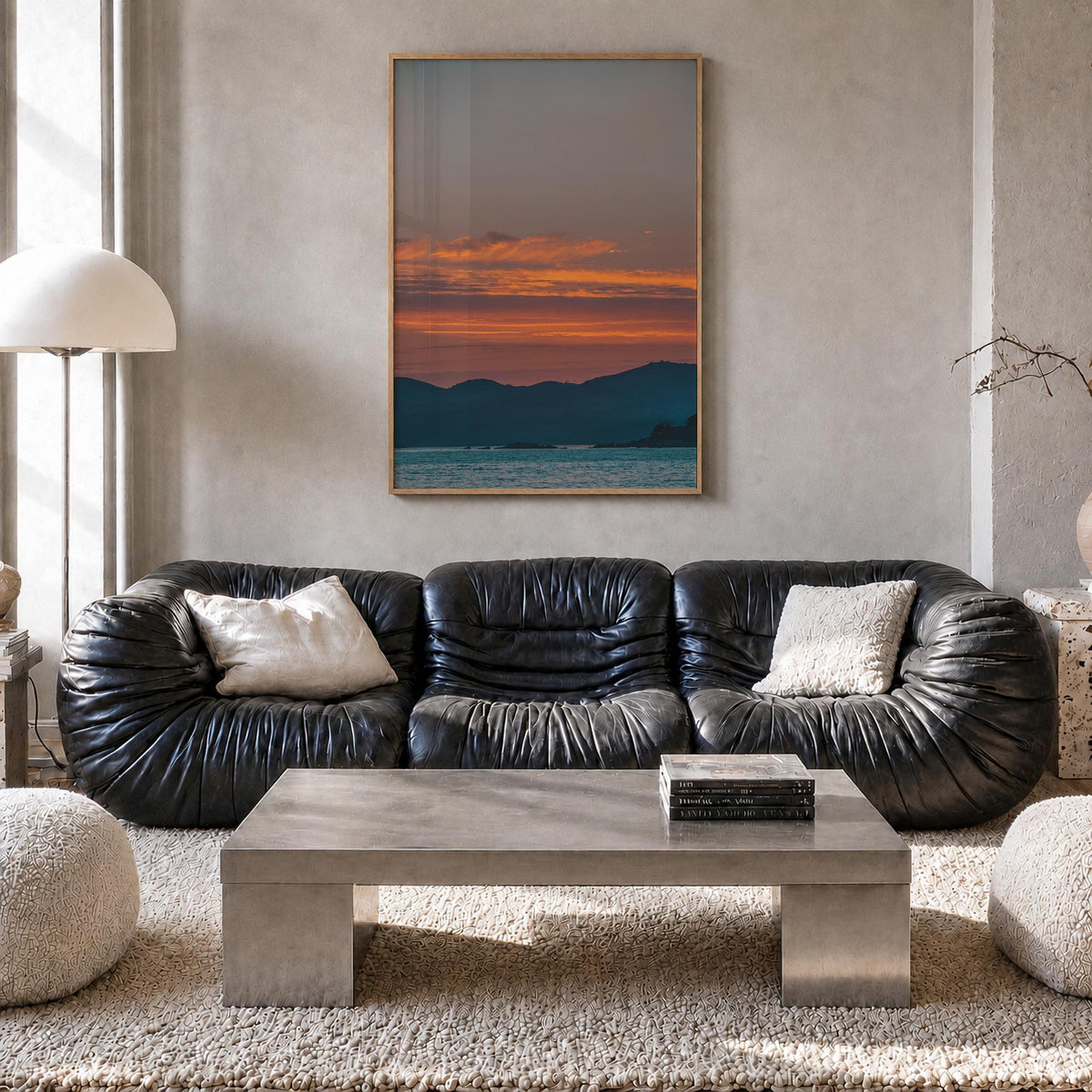 San Luis Obispo no. 3 colorful photo poster of California, USA – vertical wall art in natural wood frame, hanging on wall