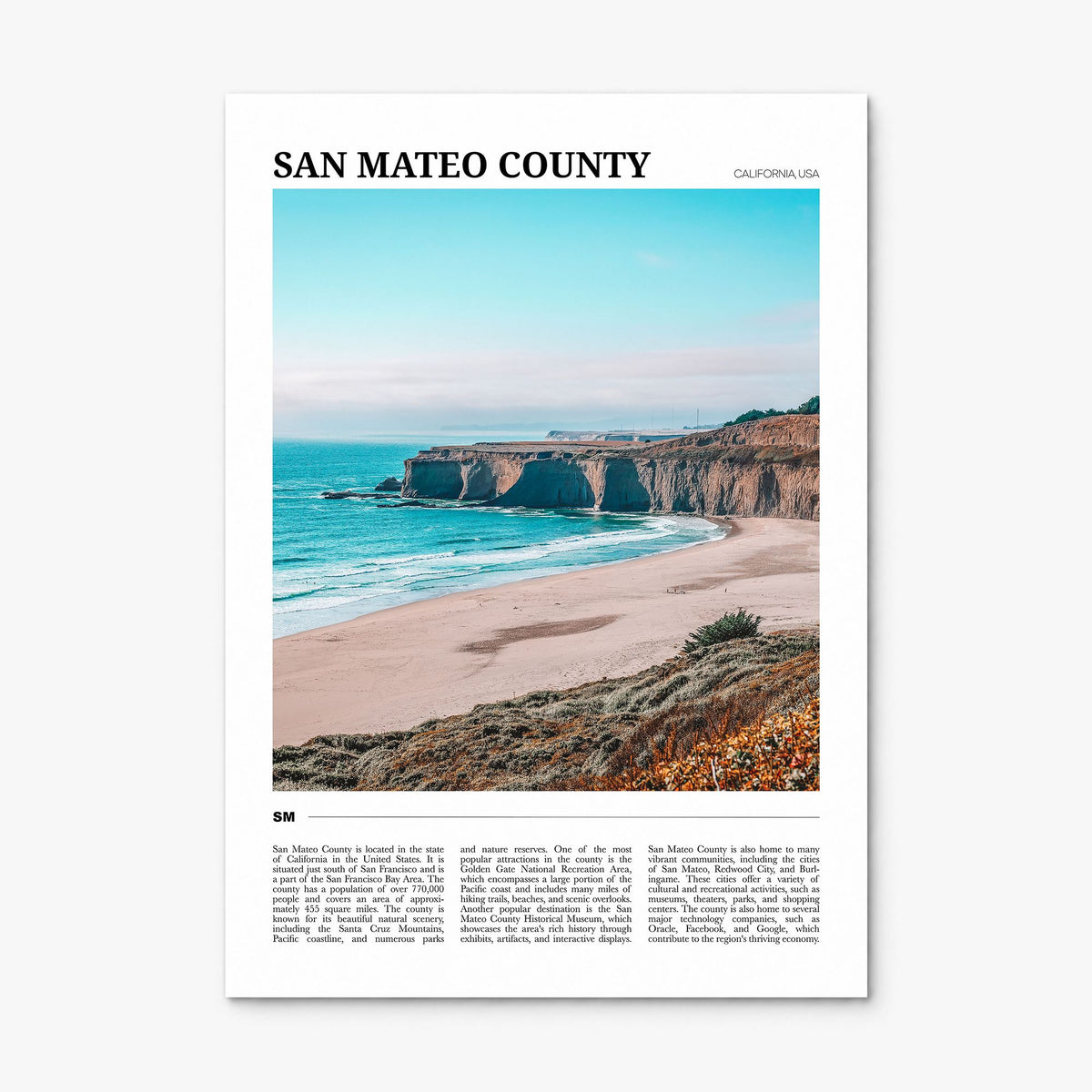 San Mateo County Travel Poster, print only (unframed)