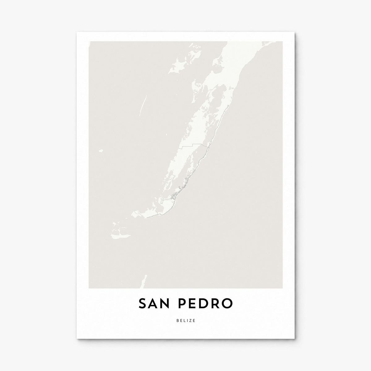 San Pedro, Belize Map Poster, print only (unframed)