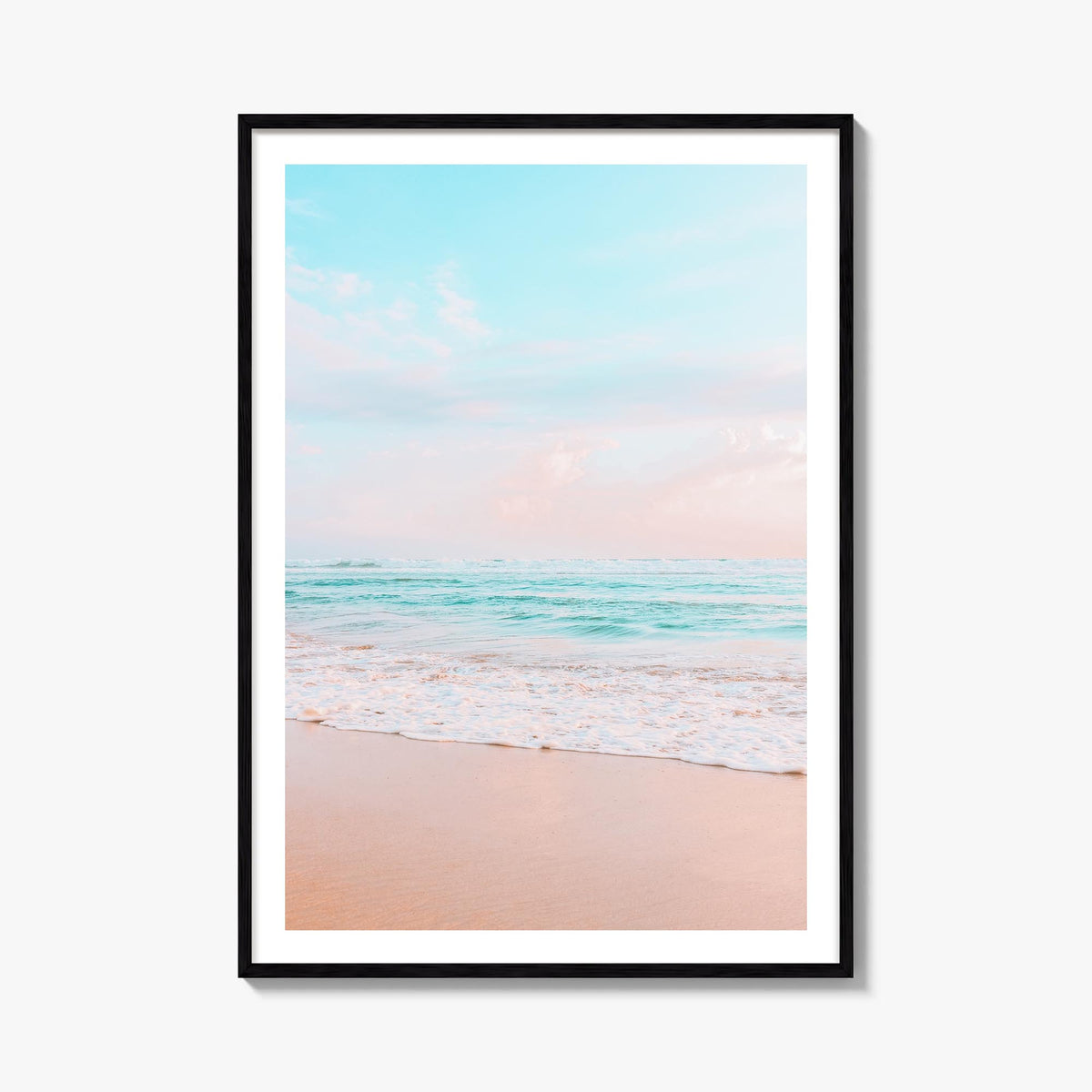Sandy Beach no. 3 colorful photo poster – vertical wall art, unframed print shown in interior mockup