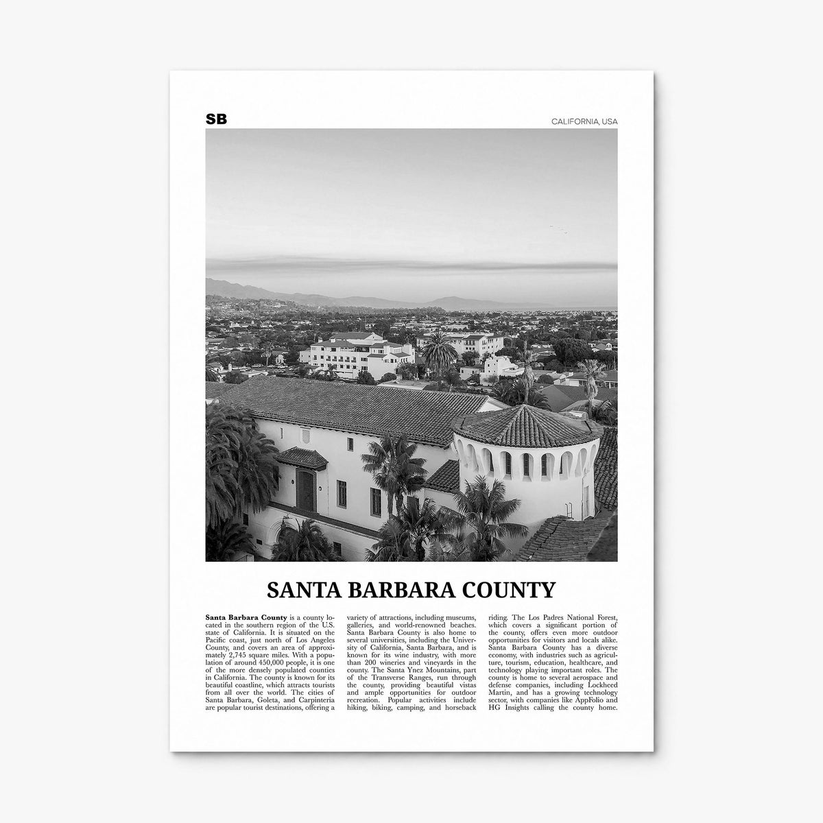 Santa Barbara County Newspaper Poster, print only (unframed)