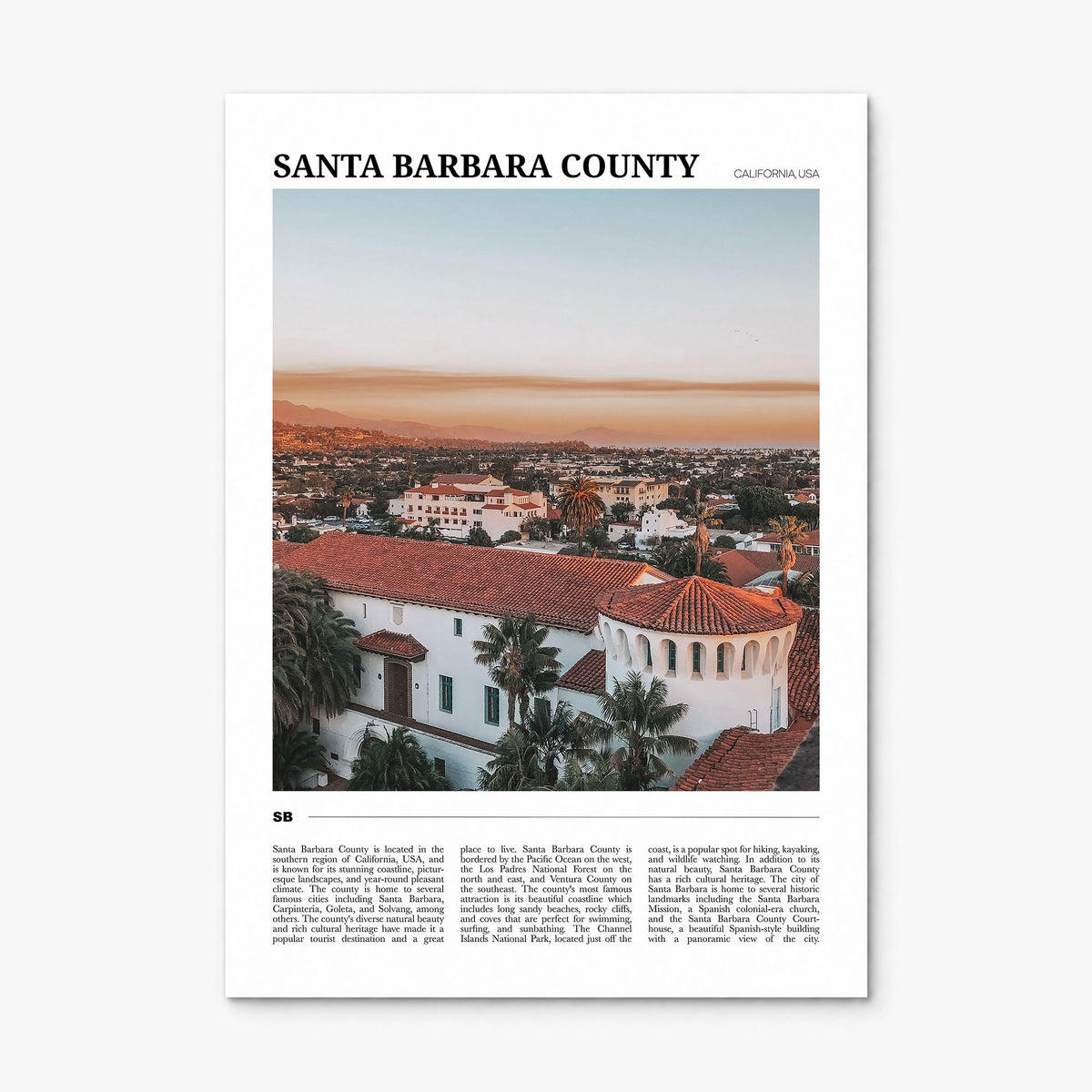 Santa Barbara County Travel Poster, print only (unframed)