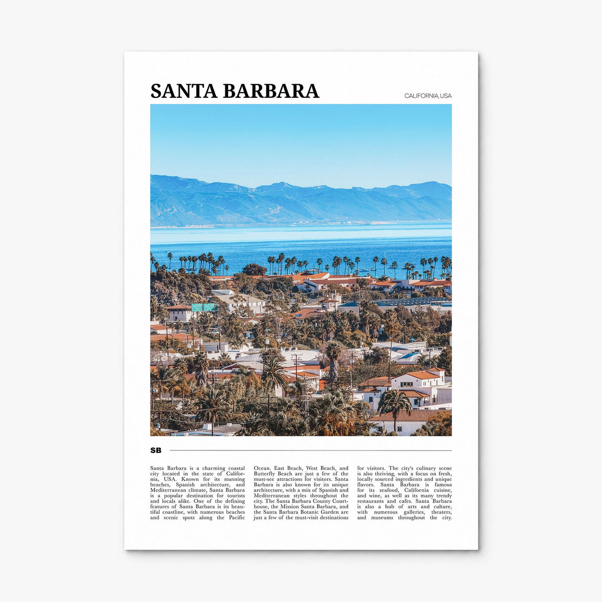 Santa Barbara Travel No 1 Poster, print only (unframed)