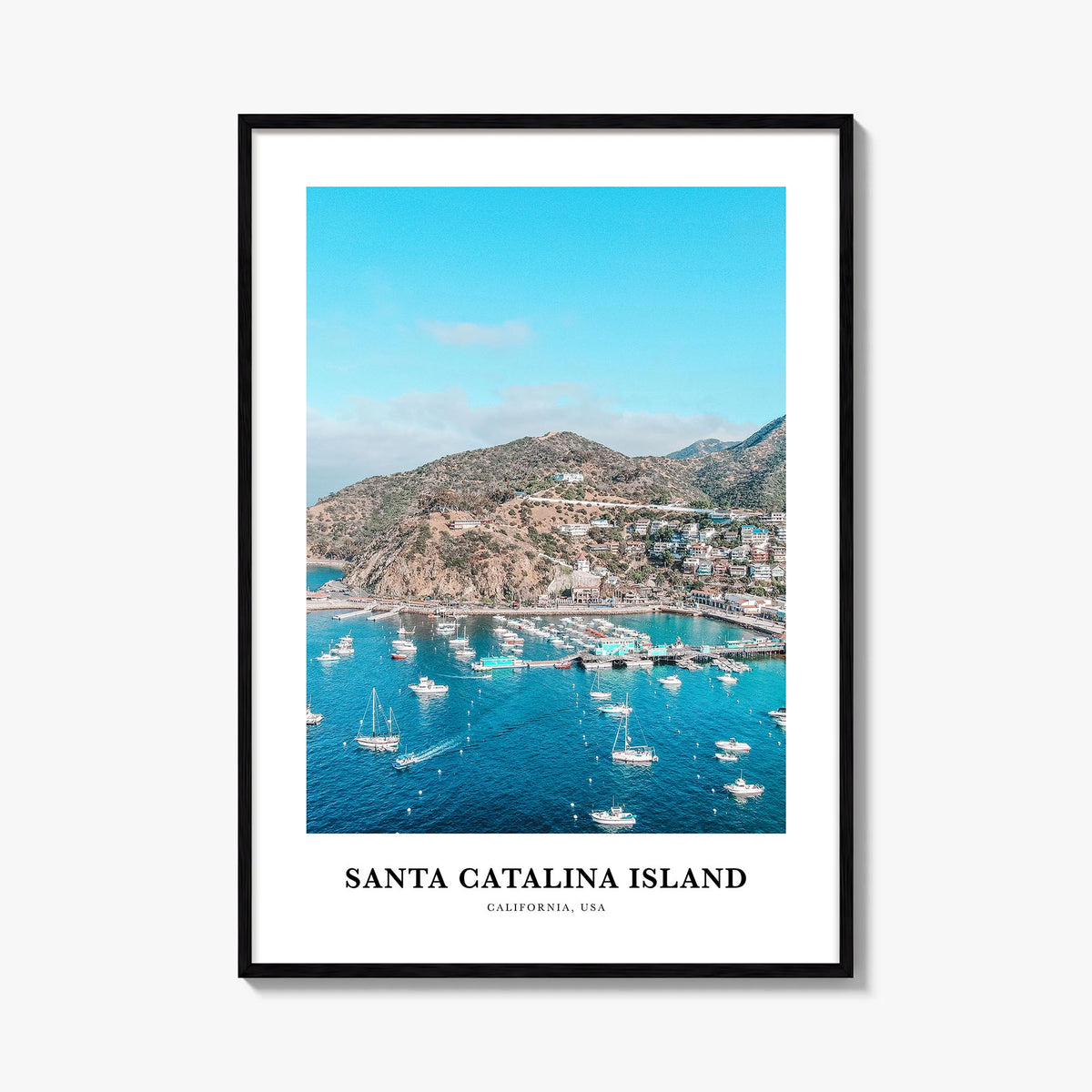 Santa Catalina Island colorful classic poster of California, USA – vertical wall art, unframed print shown in interior mockup
