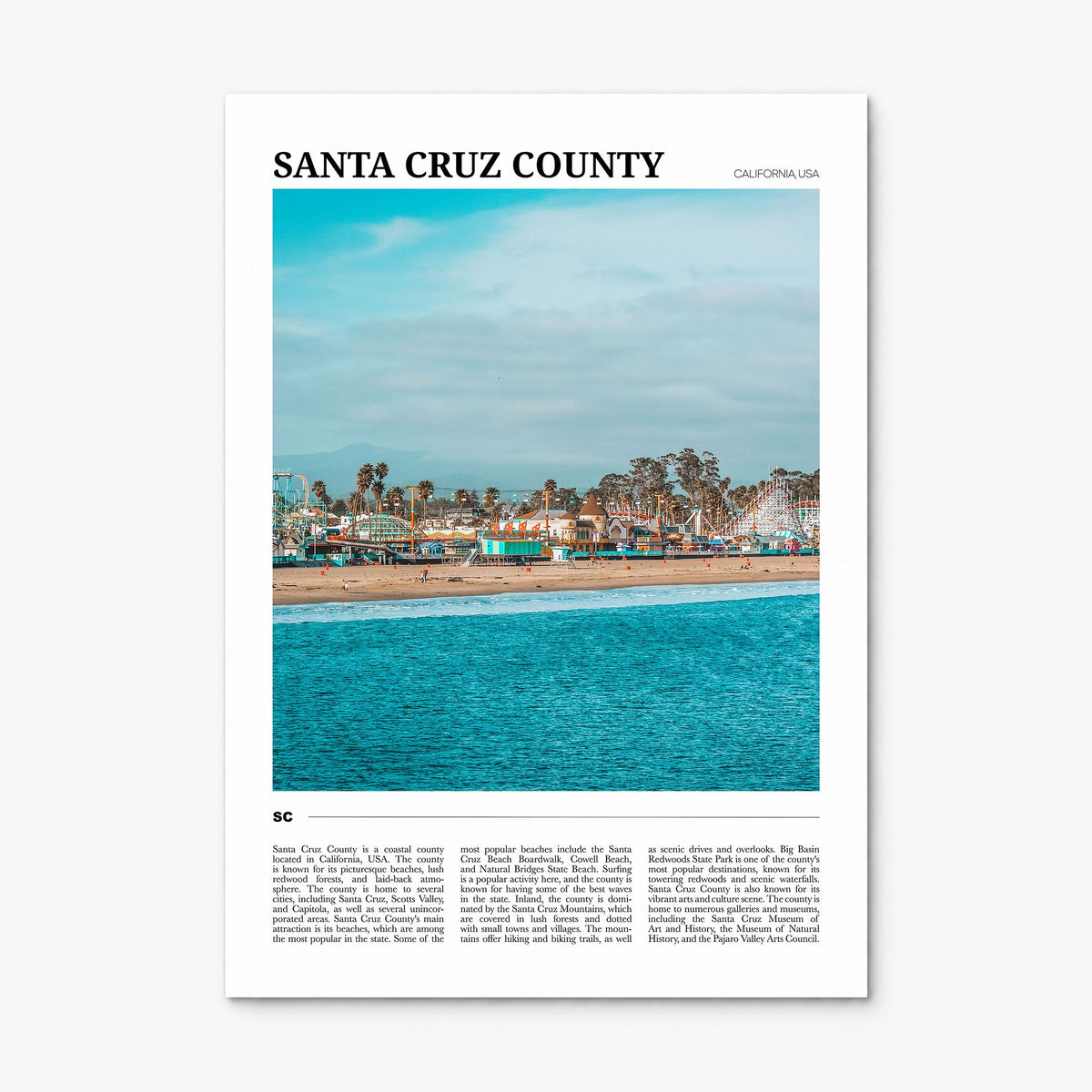 Santa Cruz County Travel Poster, print only (unframed)