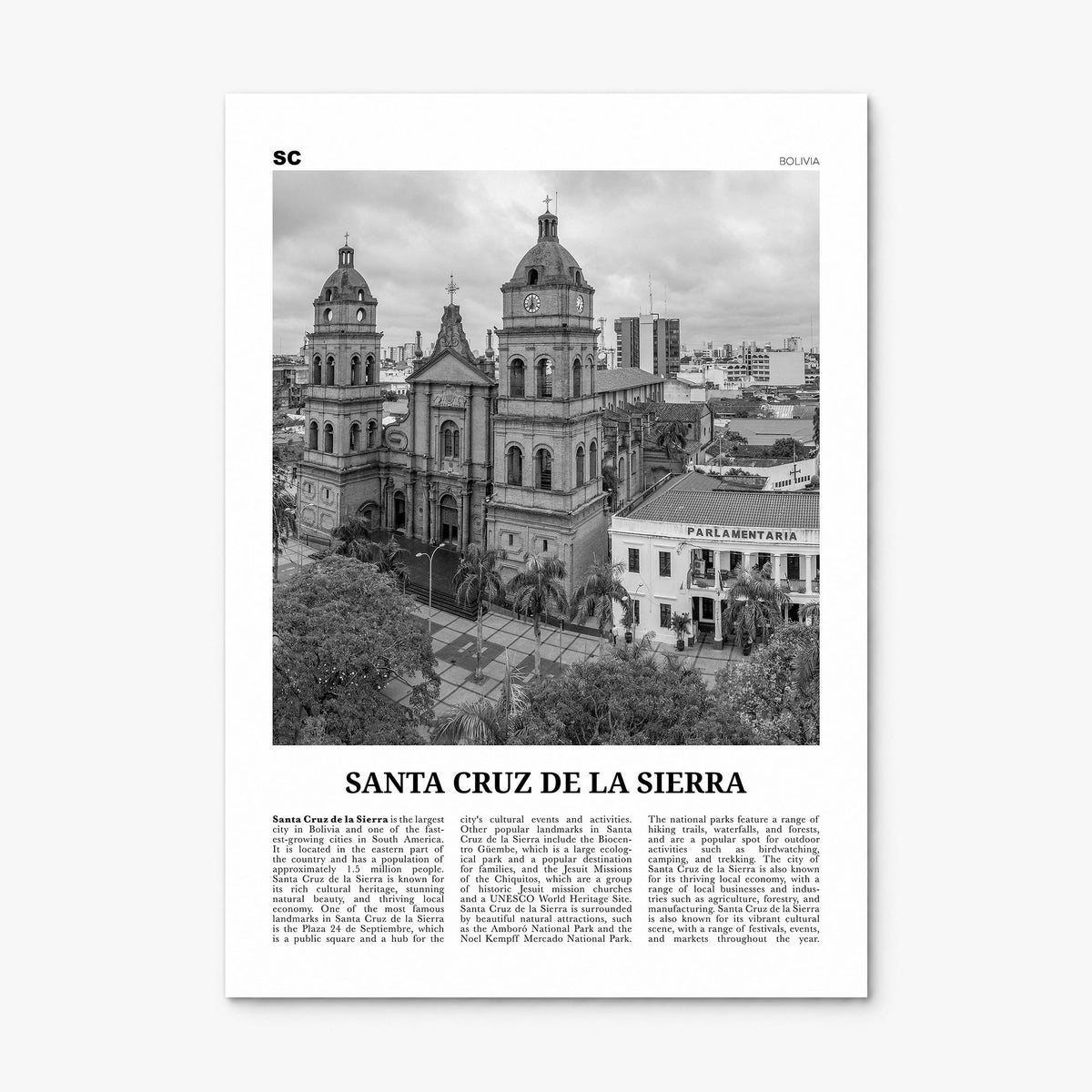 Santa Cruz de la Sierra Newspaper Poster, print only (unframed)