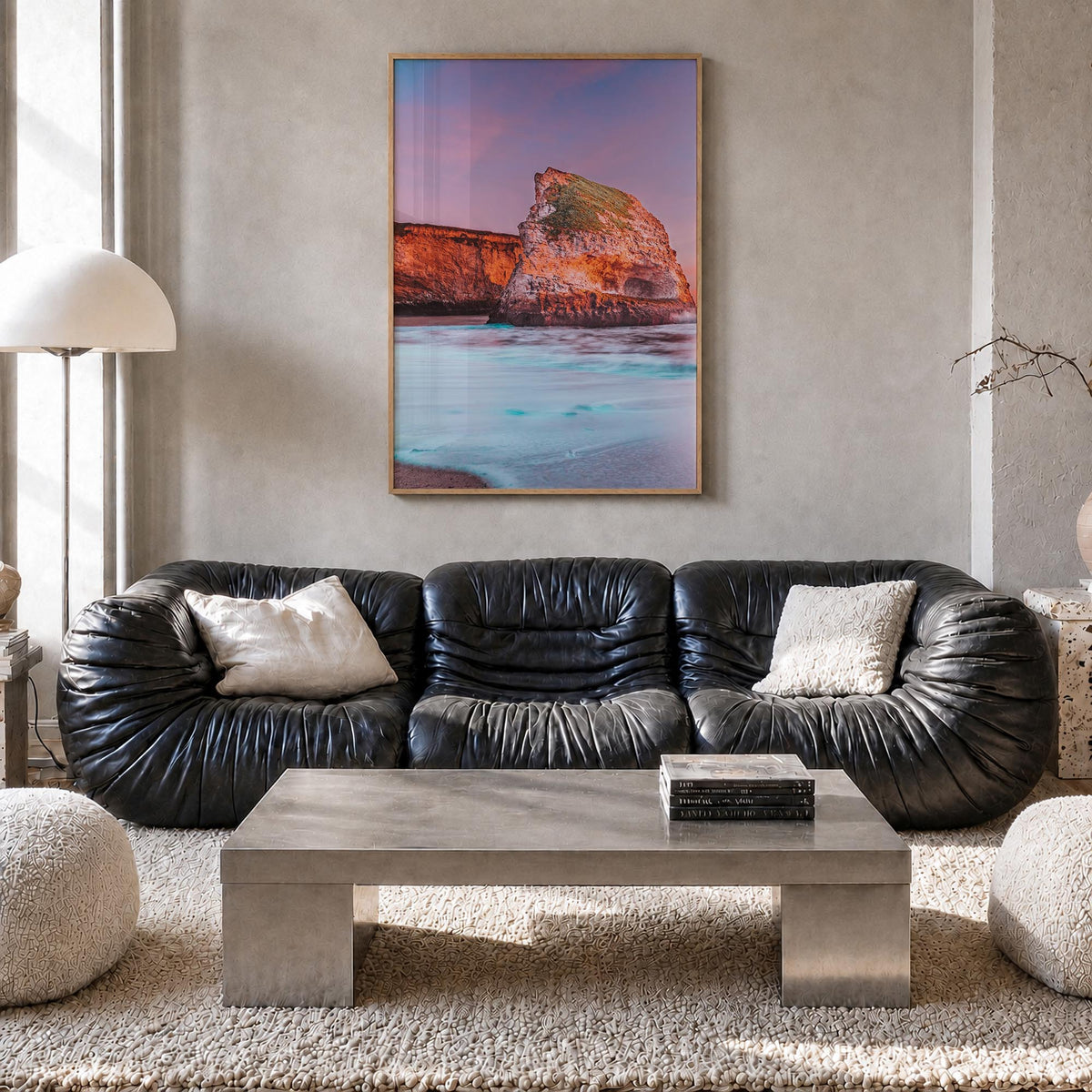 Santa Cruz no. 3 colorful photo poster of California, USA – vertical wall art in natural wood frame, hanging on wall