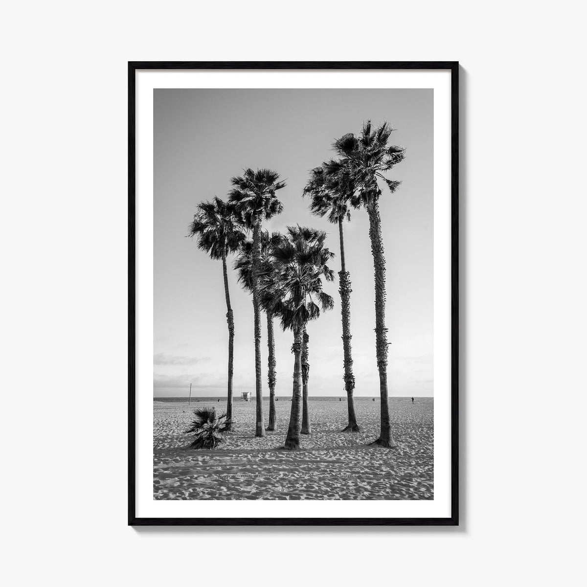 Santa Monica no. 3 black & white photo poster of California, USA – vertical wall art, unframed print shown in interior mockup