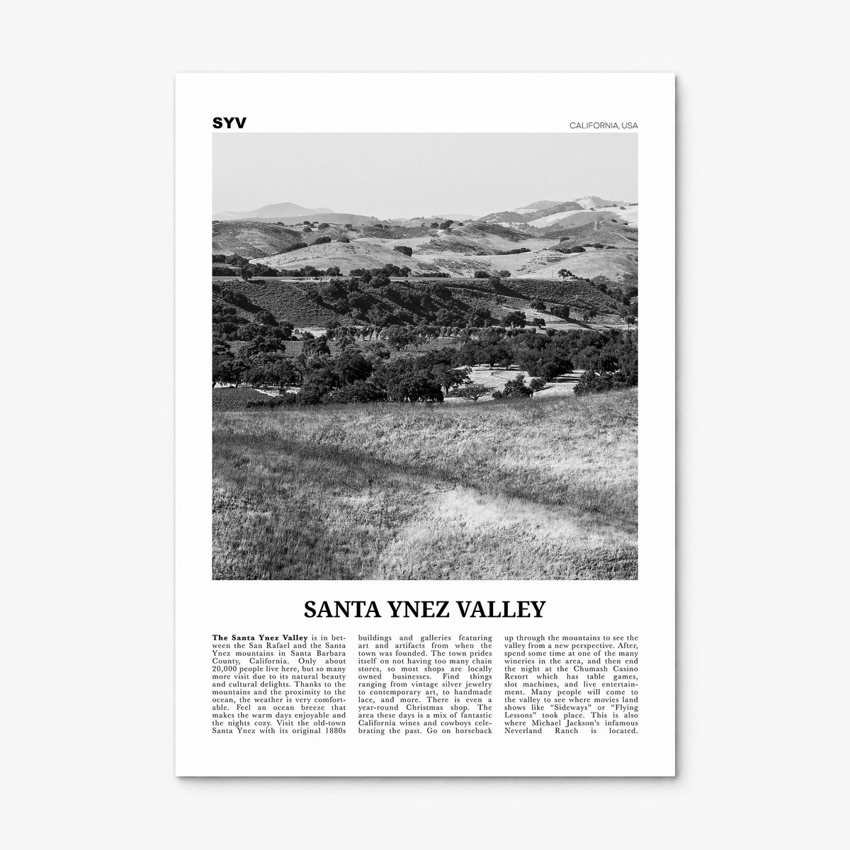 Santa Ynez Valley Newspaper Poster, print only (unframed)